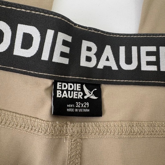 Eddie Bauer Rainier Tech Pant Mens 32x29 (34x28) Khaki Outdoor Cargo Zip PockeT - Picture 9 of 12
